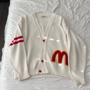 McDonald's Cream and Red Cardigan Sweater